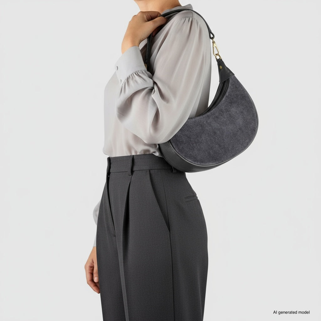 Arezzo | Italian Genuine Suede & Full-Grain Leather Shoulder Bag
