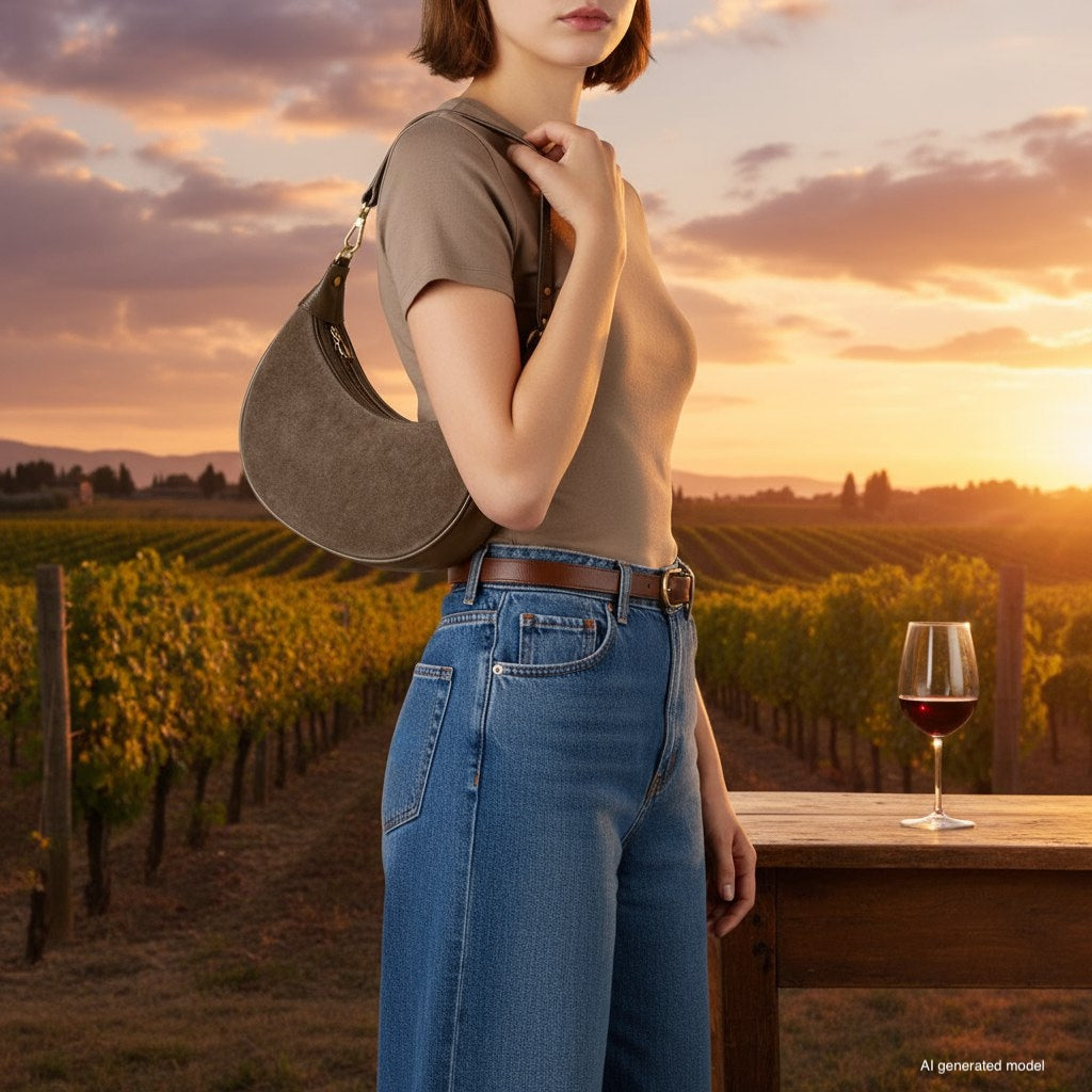 Arezzo | Italian Genuine Suede & Full-Grain Leather Shoulder Bag