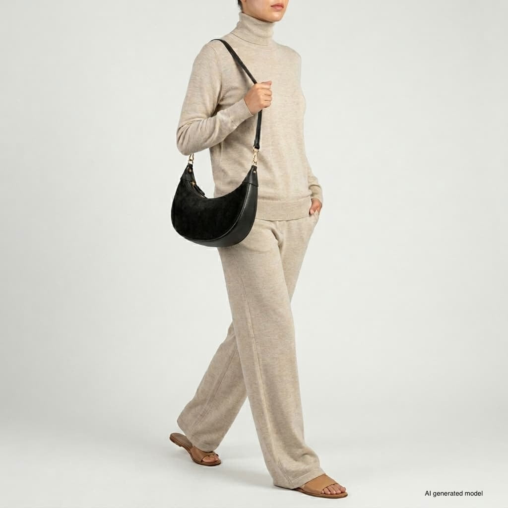 Arezzo | Italian Genuine Suede & Full-Grain Leather Shoulder Bag