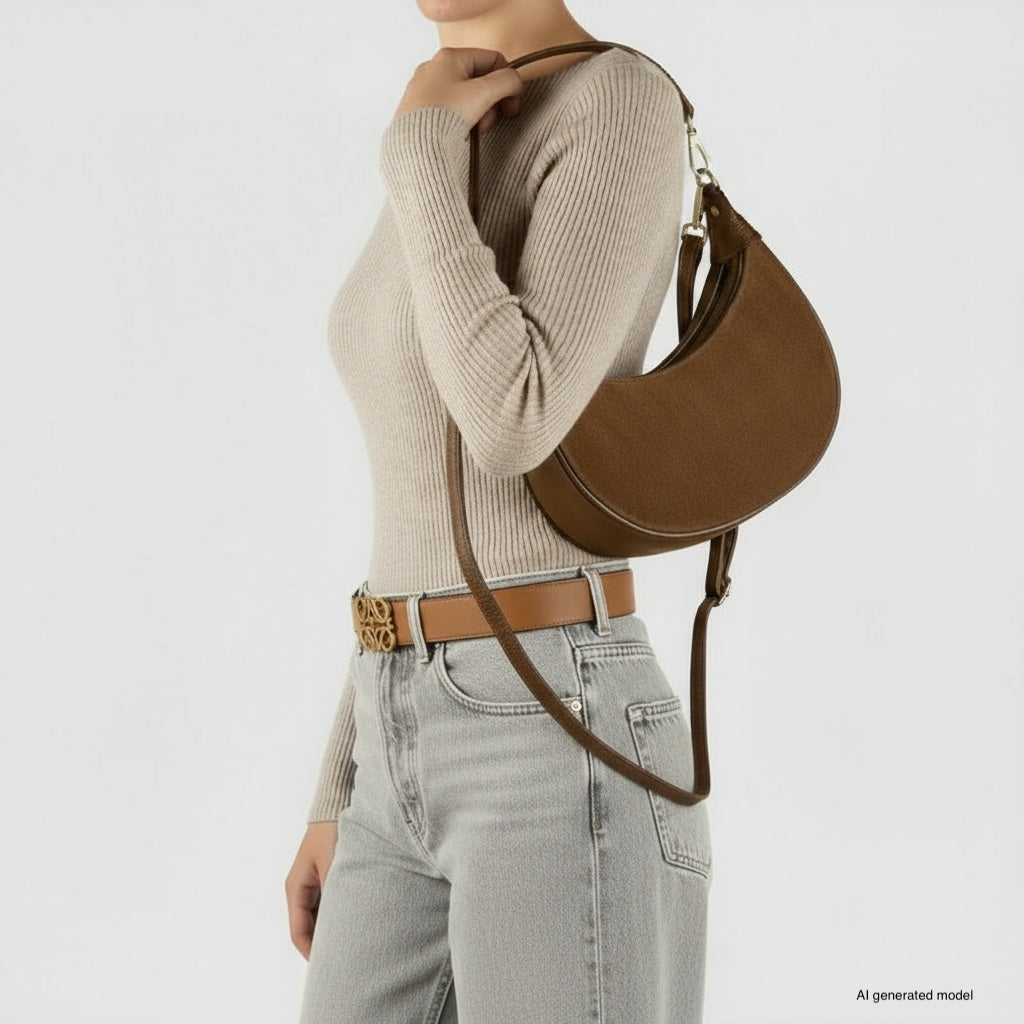Arezzo | Italian Genuine Suede & Full-Grain Leather Shoulder Bag