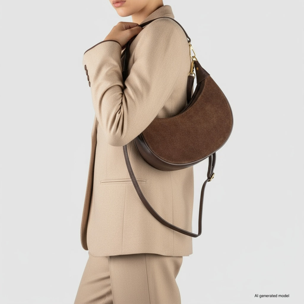 Arezzo | Italian Genuine Suede & Full-Grain Leather Shoulder Bag