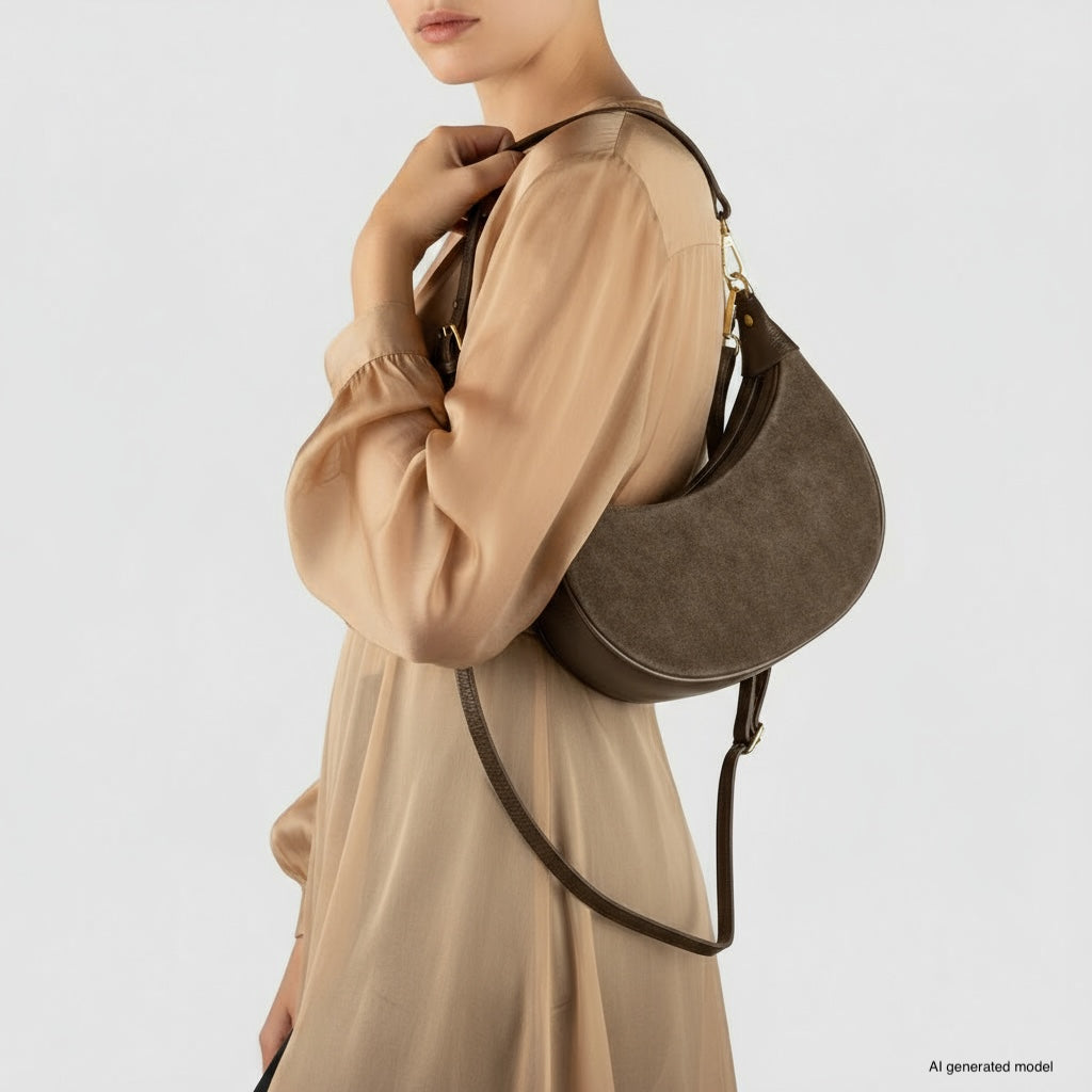 Arezzo | Italian Genuine Suede & Full-Grain Leather Shoulder Bag